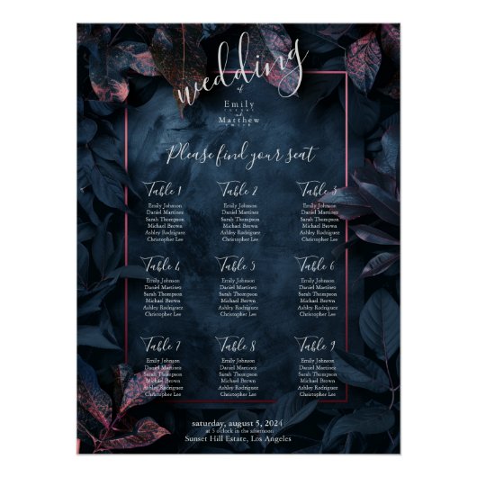 Betoverde Midnight Garden bruiloft zitgrafiek Perfect Poster (Voorkant)