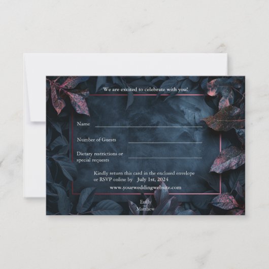Betoverde Midnight Garden Wedding RSVP-kaart Bedankkaart (Voorkant)