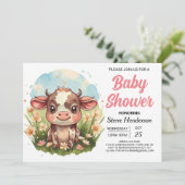 Betoverde moderne Barnyard Koe Baby Showe Kaart (Staand voorkant)