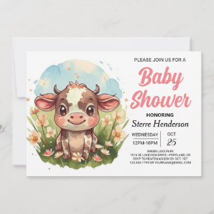 Betoverde moderne Barnyard Koe Baby Showe Kaart