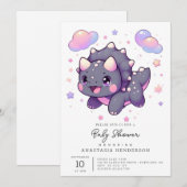 Betoverde moderne dinosaurus Baby shower Kaart (Voorkant / Achterkant)