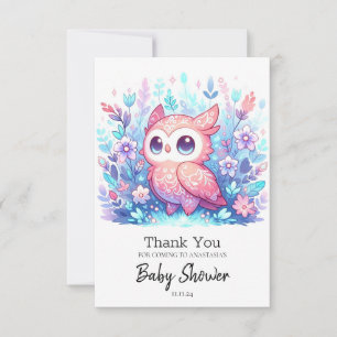 Betoverde moderne uil Baby shower Bedankkaart