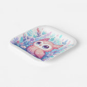 Betoverde moderne uil Baby shower Papieren Bordje (Gebogen)