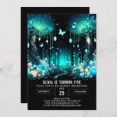 Betoverde moderne Woodland digitale verjaardag Kaart (Voorkant / Achterkant)