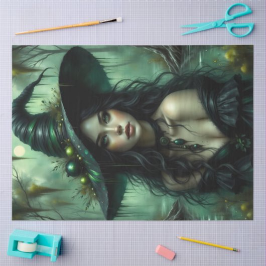 Betoverde moerasheks in Emerald Forest Fantasy Tissuepapier (Craft)