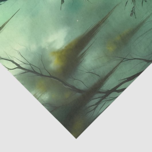 Betoverde moerasheks in Emerald Forest Fantasy Tissuepapier (Detail)