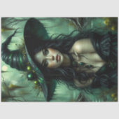 Betoverde moerasheks in Emerald Forest Fantasy Tissuepapier (Voorkant)