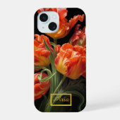 Betoverde Moody Donker Bloemen Tulpen iPhone 15 Case (Achterkant)