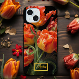 Betoverde Moody Donker Bloemen Tulpen iPhone 15 Case