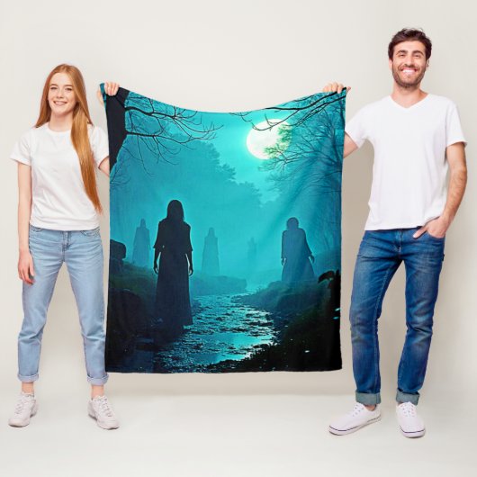 Betoverde Moonlight Forest Spirits Design Fleece Deken (In situ)