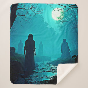 Betoverde Moonlight Forest Spirits Design Sherpa Deken