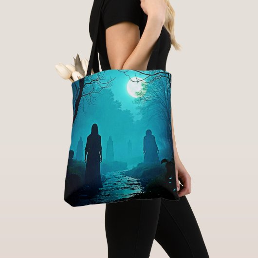 Betoverde Moonlight Forest Spirits Design Tote Bag (Dichtbij)