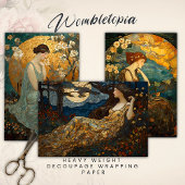 Betoverde Moonlit Maiden Bloemen Mozaïek Decoupage Inpakpapier Vel