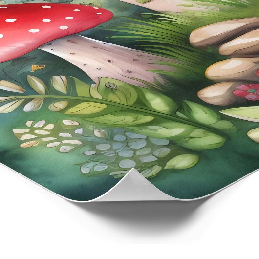 Betoverde Mushroom Art Cottage Poster (Hoek)