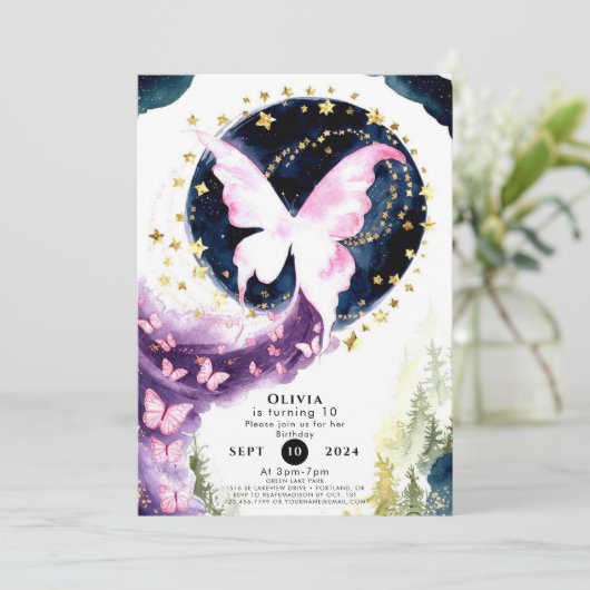 Betoverde Mystieke Vlinder Verjaardag Kaart (Staand voorkant)