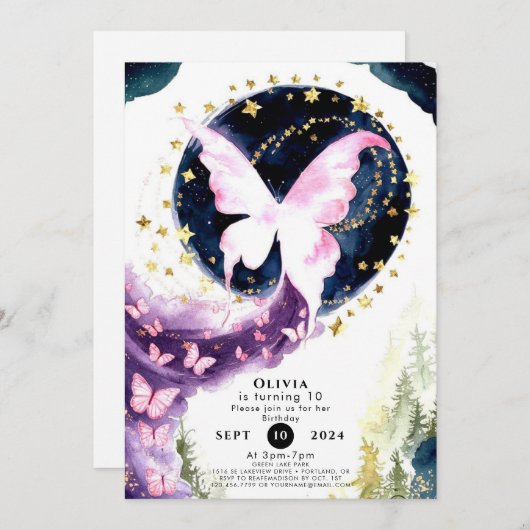 Betoverde Mystieke Vlinder Verjaardag Kaart (Voorkant / Achterkant)