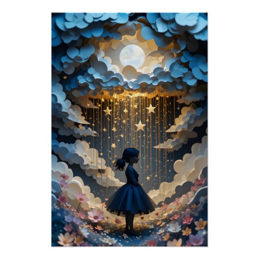 Betoverde Nacht Papercraft Scene Perfect Poster (Voorkant)