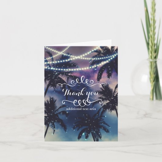 Betoverde Nachtelijke Hemel Avond Strand Lichten B Bedankkaart (Voorkant)