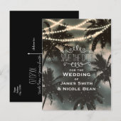 Betoverde Nachtelijke Hemel Palm Bomen & Lichten S Aankondigingskaart (Voorkant / Achterkant)