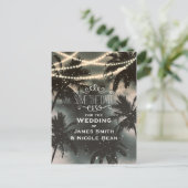 Betoverde Nachtelijke Hemel Palm Bomen & Lichten S Aankondigingskaart (Staand voorkant)