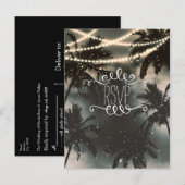 Betoverde Nachtelijke Hemel Palmboom & Kerstverlic Uitnodiging Briefkaart (Voorkant / Achterkant)