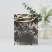 Betoverde Nachtelijke Hemel Palmboom & Kerstverlic Uitnodiging Briefkaart (Staand voorkant)