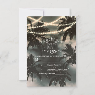 Betoverde Nachtelijke Hemel Palmboom & Lichtjes RS RSVP Kaartje