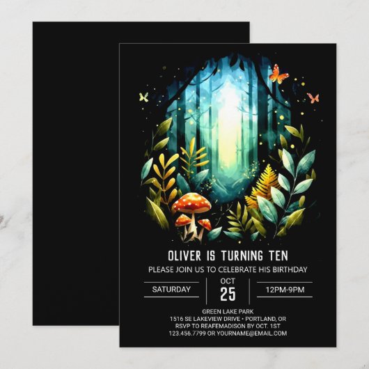 Betoverde Natuur Pine Woodland Birthday Kaart (Voorkant / Achterkant)