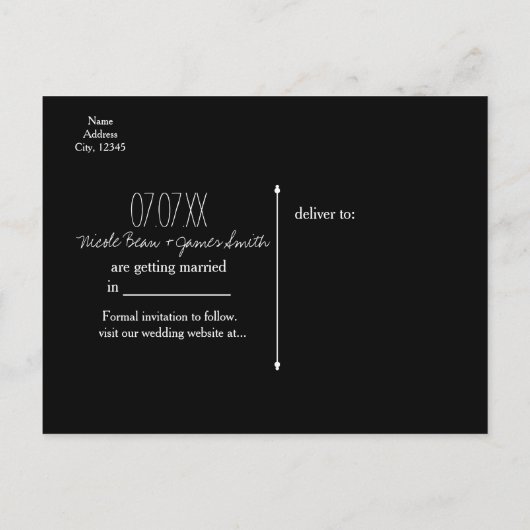 Betoverde Night Sky Evening Beach Lights Save Datu Aankondigingskaart (Achterkant)