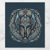 Betoverde Noorse legendes: Viking-beelden Wijn Etiket (Enkel label)