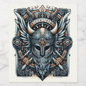 Betoverde Noorse legendes: Viking-beelden Wijn Etiket (Enkel label)