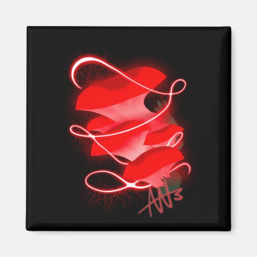 Betoverde oester gloeiende rode paddenstoel magneet (Voorkant)