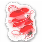 Betoverde oester gloeiende rode paddenstoel op maa sticker (Voorkant)