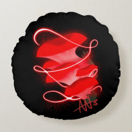 Betoverde oester gloeiende rode paddenstoel rond kussen