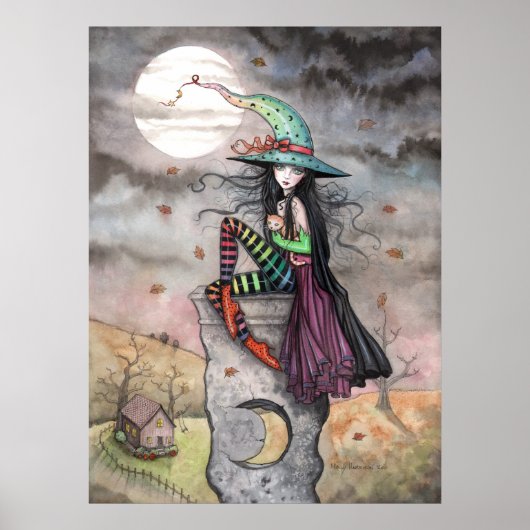Betoverde Oktober Heksenkat Halloween Poster (Voorkant)