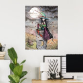 Betoverde Oktober Heksenkat Halloween Poster (Thuiskantoor)