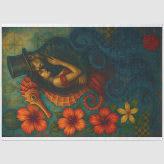 Betoverde Omhelzing – Fantasy Steampunk Decoupage Tissuepapier (Voorkant)