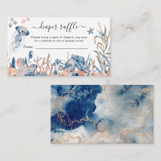 Betoverde Onder-het-Zee Luier Raffle Baby shower Informatiekaartje (Voorkant / Achterkant)