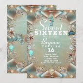 Betoverde Onder Zee Parels & Lint Sweet 16 Kaart (Voorkant / Achterkant)