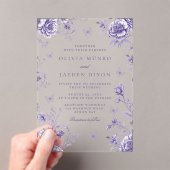 Betoverde  Paarse Bloemen bruiloft Acryl Uitnodigingen (Insitu (Draagbaar))