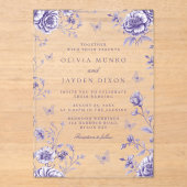 Betoverde  Paarse Bloemen bruiloft Acryl Uitnodigingen (Voorkant)