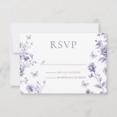 Betoverde  Paarse Bloemen bruiloft RSVP Kaartje (Voorkant)