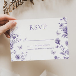 Betoverde Paarse Bloemen bruiloft RSVP Kaartje
