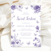 Betoverde Paarse Bloemen Sweet 16 Party Kaart