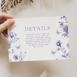 Betoverde Paarse Bloemen Trouwdetails Informatiekaartje