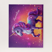 Betoverde Paarse Eenhoorn Sparkle gepersonaliseerd Legpuzzel (Verticaal)