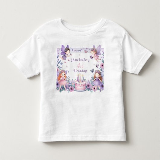 Betoverde Paarse Fairy tuin - Verjaardag Kinder Shirts (Voorkant)
