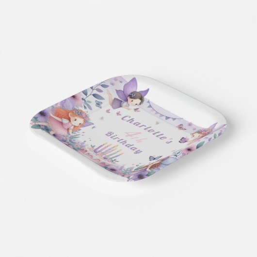 Betoverde Paarse Fairy tuin - Verjaardag Papieren Bordje (Gebogen)