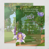 Betoverde Paarse Fairy verjaardagsuitnodiging Kaart (Voorkant / Achterkant)