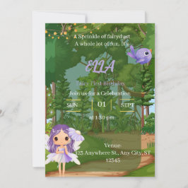 Betoverde Paarse Fairy verjaardagsuitnodiging Kaart